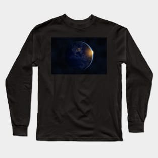 Sunrise over planet Earth against dark starry sky background, elements of this image furnished by NASA Long Sleeve T-Shirt